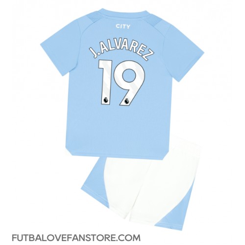 Manchester City Julian Alvarez #19 Domáci Detský futbalový dres 2023-24 Krátky Rukáv (+ trenírky)